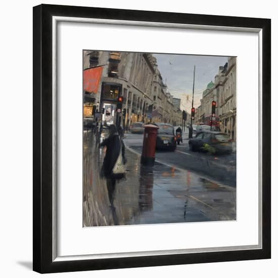 Regent Street in Rain with Taxi, 2018-Tom Hughes-Framed Giclee Print