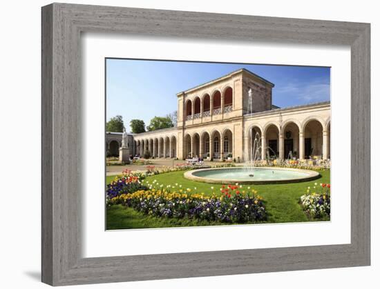 Regentenbau in the spa gardens of Bad Kissingen, Lower Franconia, Bavaria, Germany-null-Framed Art Print