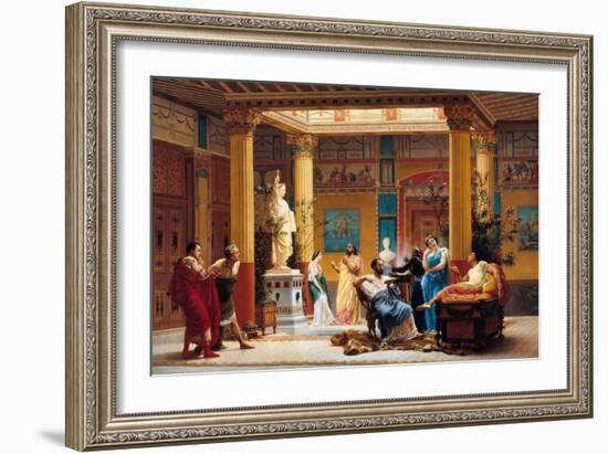 Rehearsal of Joueur De Flûte and La Femme De Diomède in the Atrium of Prince Napoleon's Pompeian-Gustave Clarence Rodolphe Boulanger-Framed Giclee Print