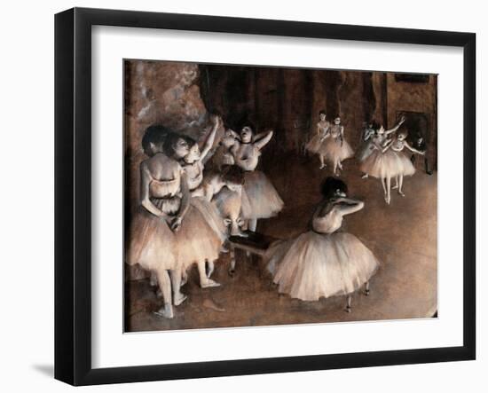 Rehearsal on Stage (Detail)-Edgar Degas-Framed Art Print