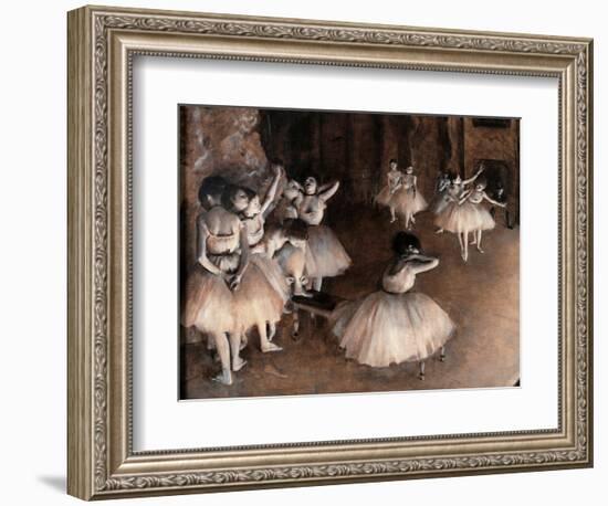 Rehearsal on Stage (Detail)-Edgar Degas-Framed Art Print