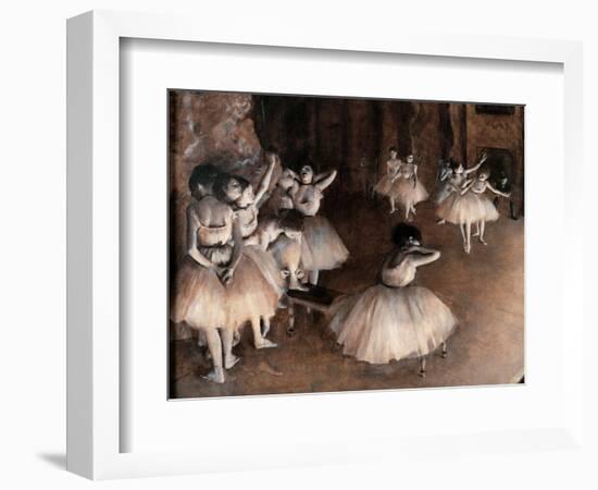 Rehearsal on Stage (Detail)-Edgar Degas-Framed Art Print