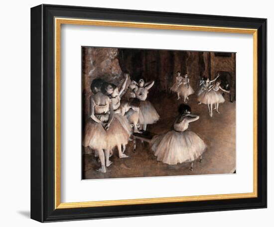 Rehearsal on Stage (Detail)-Edgar Degas-Framed Art Print