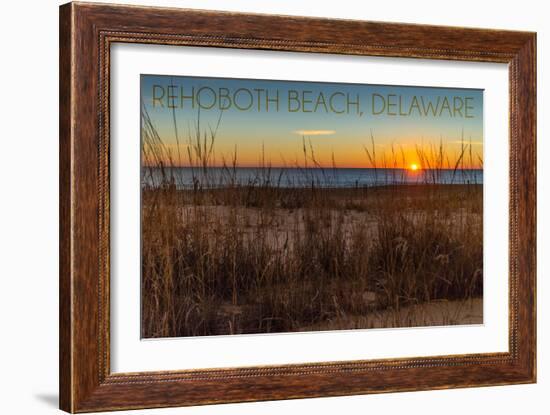 Rehoboth Beach, Delaware - Beach and Sunrise-Lantern Press-Framed Art Print