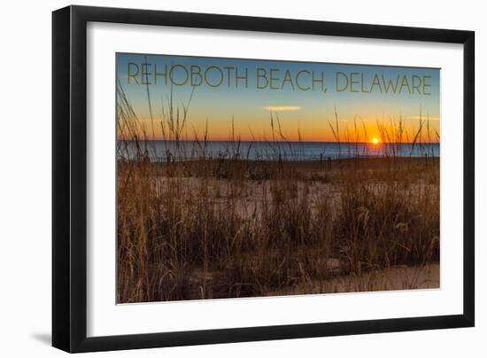 Rehoboth Beach, Delaware - Beach and Sunrise-Lantern Press-Framed Art Print