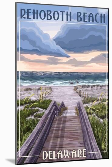 Rehoboth Beach, Delaware - Beach Boardwalk Scene-Lantern Press-Mounted Art Print