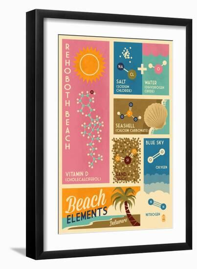 Rehoboth Beach, Delaware - Chemical Beach Elements-Lantern Press-Framed Art Print