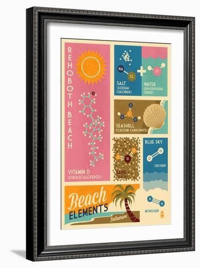 Rehoboth Beach, Delaware - Chemical Beach Elements-Lantern Press-Framed Art Print