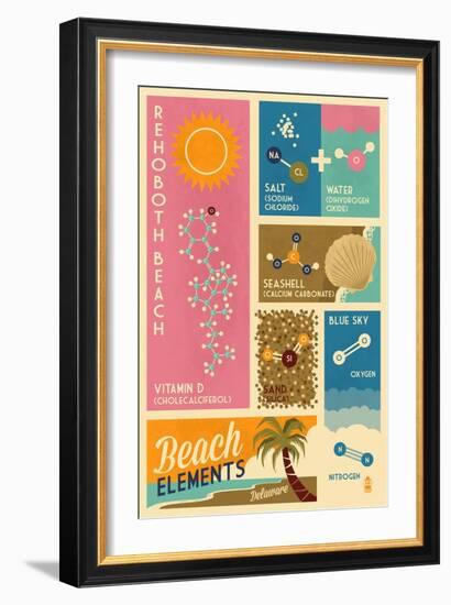 Rehoboth Beach, Delaware - Chemical Beach Elements-Lantern Press-Framed Art Print