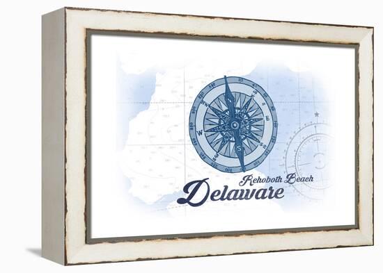 Rehoboth Beach, Delaware - Compass - Blue - Coastal Icon-Lantern Press-Framed Stretched Canvas