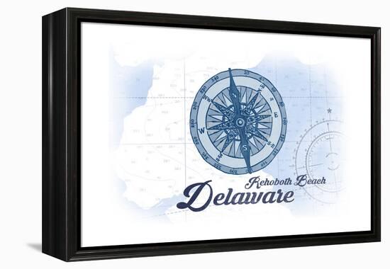 Rehoboth Beach, Delaware - Compass - Blue - Coastal Icon-Lantern Press-Framed Stretched Canvas