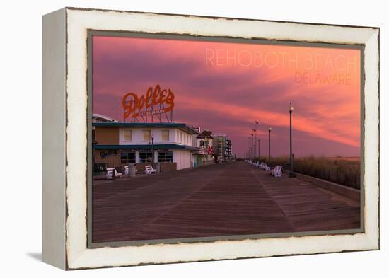 Rehoboth Beach, Delaware - Dolles and Sunset-Lantern Press-Framed Stretched Canvas