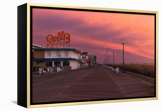 Rehoboth Beach, Delaware - Dolles and Sunset-Lantern Press-Framed Stretched Canvas