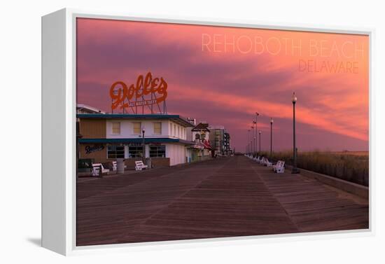 Rehoboth Beach, Delaware - Dolles and Sunset-Lantern Press-Framed Stretched Canvas