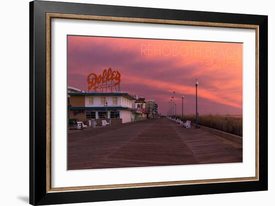 Rehoboth Beach, Delaware - Dolles and Sunset-Lantern Press-Framed Art Print