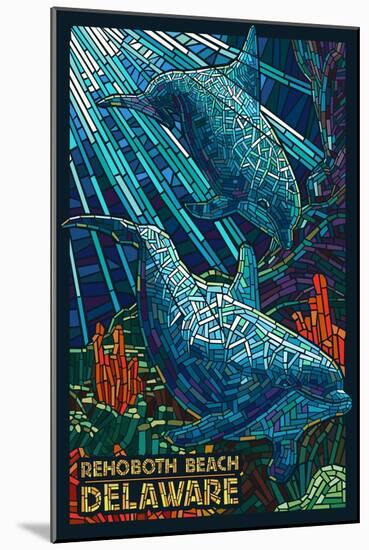Rehoboth Beach, Delaware - Dolphin Mosaic-Lantern Press-Mounted Art Print