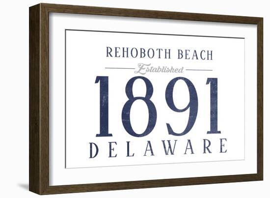 Rehoboth Beach, Delaware - Established Date (Blue)-Lantern Press-Framed Art Print