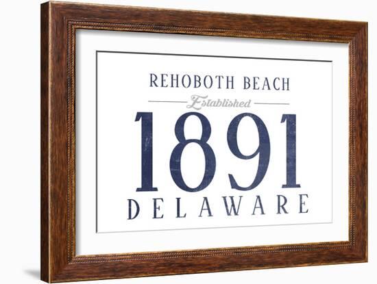 Rehoboth Beach, Delaware - Established Date (Blue)-Lantern Press-Framed Art Print
