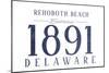 Rehoboth Beach, Delaware - Established Date (Blue)-Lantern Press-Mounted Art Print