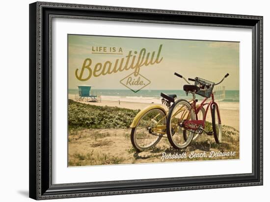 Rehoboth Beach, Delaware - Life is a Beautiful Ride - Beach Cruisers-Lantern Press-Framed Art Print