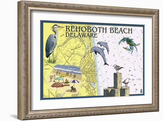 Rehoboth Beach, Delaware - Nautical Chart-Lantern Press-Framed Art Print