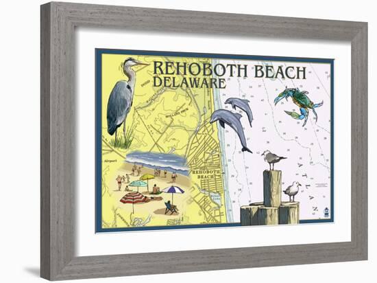 Rehoboth Beach, Delaware - Nautical Chart-Lantern Press-Framed Art Print