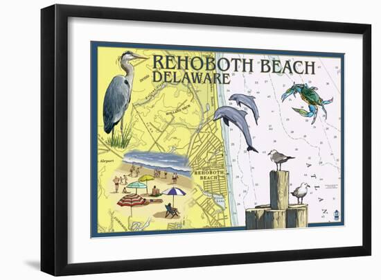 Rehoboth Beach, Delaware - Nautical Chart-Lantern Press-Framed Art Print