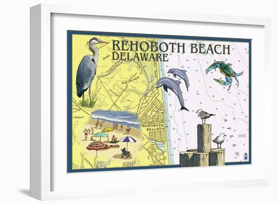 Rehoboth Beach, Delaware - Nautical Chart-Lantern Press-Framed Art Print