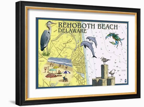 Rehoboth Beach, Delaware - Nautical Chart-Lantern Press-Framed Art Print