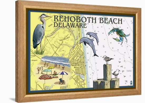 Rehoboth Beach, Delaware - Nautical Chart-Lantern Press-Framed Stretched Canvas