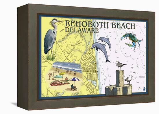 Rehoboth Beach, Delaware - Nautical Chart-Lantern Press-Framed Stretched Canvas