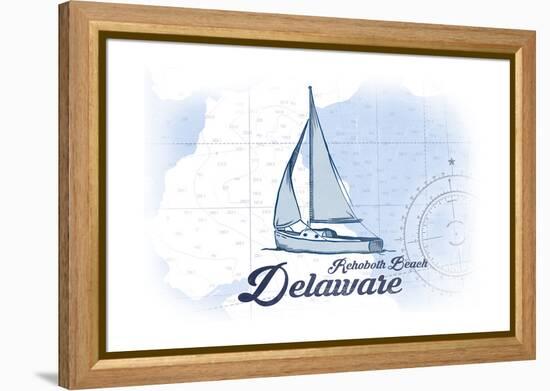 Rehoboth Beach, Delaware - Sailboat - Blue - Coastal Icon-Lantern Press-Framed Stretched Canvas