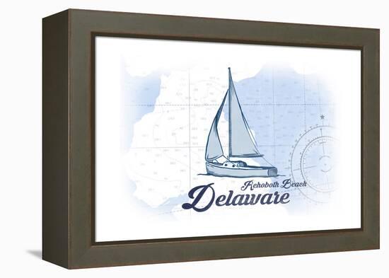 Rehoboth Beach, Delaware - Sailboat - Blue - Coastal Icon-Lantern Press-Framed Stretched Canvas