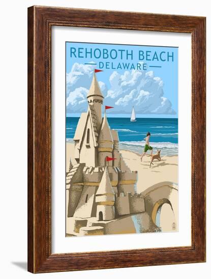 Rehoboth Beach, Delaware - Sandcastle-Lantern Press-Framed Art Print