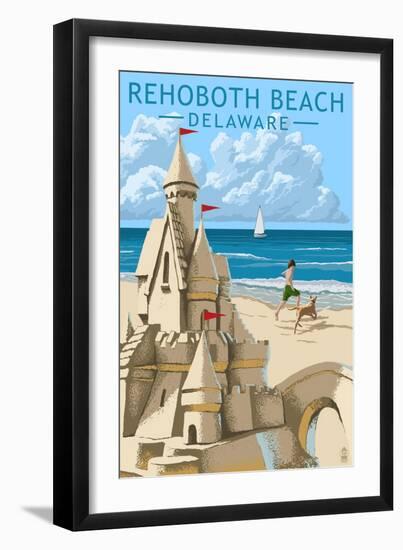 Rehoboth Beach, Delaware - Sandcastle-Lantern Press-Framed Art Print