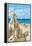 Rehoboth Beach, Delaware - Sandcastle-Lantern Press-Framed Stretched Canvas