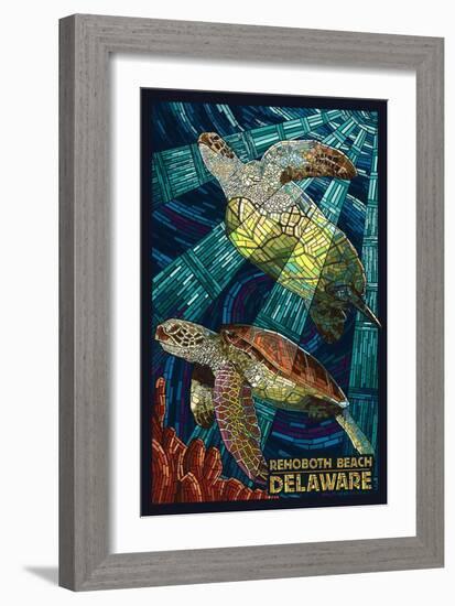 Rehoboth Beach, Delaware - Sea Turtle Mosaic-Lantern Press-Framed Art Print