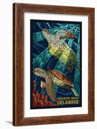 Rehoboth Beach, Delaware - Sea Turtle Mosaic-Lantern Press-Framed Art Print