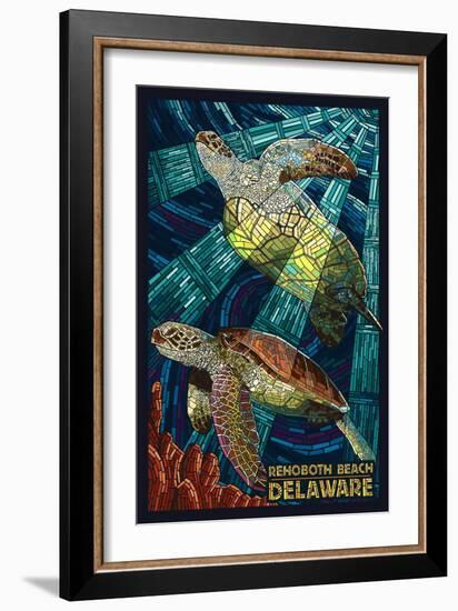 Rehoboth Beach, Delaware - Sea Turtle Mosaic-Lantern Press-Framed Art Print