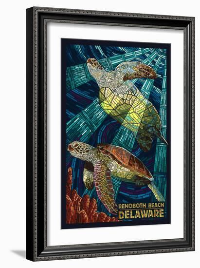 Rehoboth Beach, Delaware - Sea Turtle Mosaic-Lantern Press-Framed Art Print