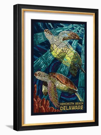 Rehoboth Beach, Delaware - Sea Turtle Mosaic-Lantern Press-Framed Art Print
