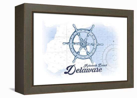 Rehoboth Beach, Delaware - Ship Wheel - Blue - Coastal Icon-Lantern Press-Framed Stretched Canvas