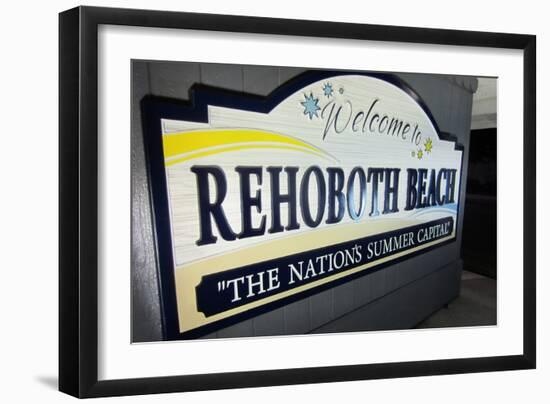 Rehoboth Beach, Delaware - Welcome Sign-Lantern Press-Framed Art Print