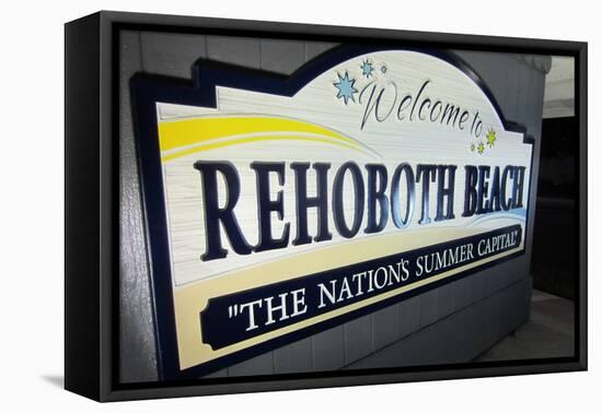 Rehoboth Beach, Delaware - Welcome Sign-Lantern Press-Framed Stretched Canvas