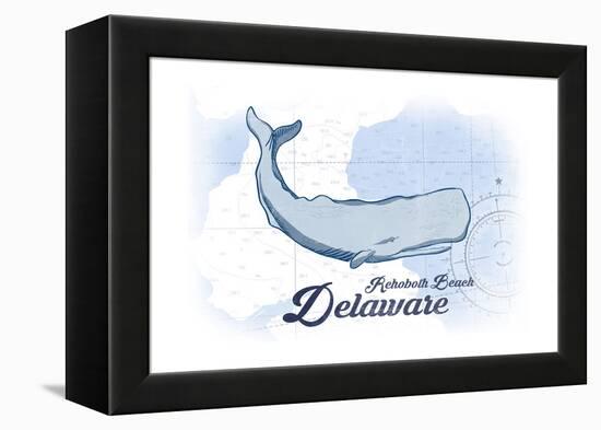 Rehoboth Beach, Delaware - Whale - Blue - Coastal Icon-Lantern Press-Framed Stretched Canvas