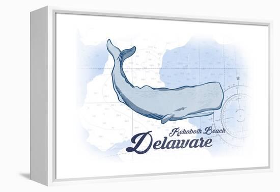 Rehoboth Beach, Delaware - Whale - Blue - Coastal Icon-Lantern Press-Framed Stretched Canvas