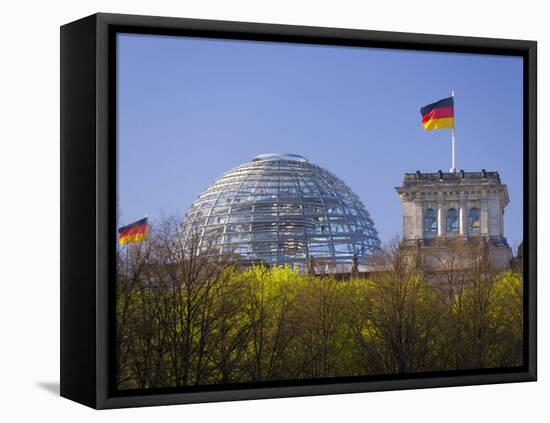 Reichstag, Glass Dome on Top and German Flags, Berlin, Germany, Europe-Gavin Hellier-Framed Premier Image Canvas