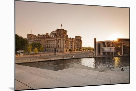 Reichstag Parliament Building at sunset, The Paul Loebe Haus building, Mitte, Berlin, Germany-Markus Lange-Mounted Photographic Print