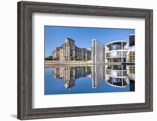 Reichstag, Paul Löbe Haus and River Spree, Berlin, Germany-Sabine Lubenow-Framed Premium Photographic Print