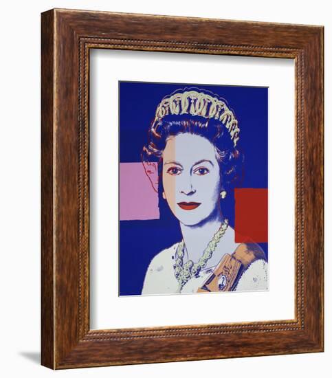 Reigning Queens: Queen Elizabeth II of the United Kingdom, 1985 (blue)-Andy Warhol-Framed Art Print